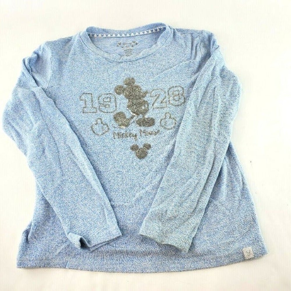 Disney Ladies Mickey Mouse Love to Lounge Blue Comfy Long Sleeve Sweater Medium